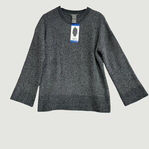 Matty M The Chenille Crew Neck Sweater Gray Women's Size L  M0221
